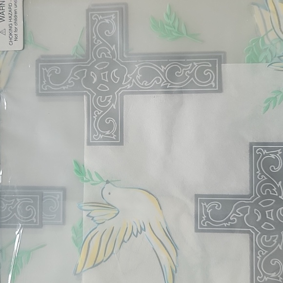 ⭐️3/$10⭐️ NEW White Dove Silver Cross Print Religious 20pk Clear Party Gift Bags - Picture 3 of 9